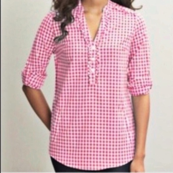 Banana Republic Tops - Banana Republic Pink Gingham Popover Tunic Size XS